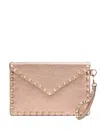 Valentino Calfskin Rockstud-detail Clutch Bag In Pink