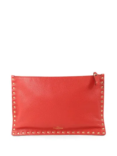 Pre-owned Valentino Garavani Rockstud Clutch Bag In Red
