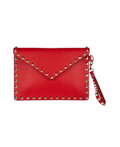 Valentino Garavani Rockstud Clutch Bag In Red