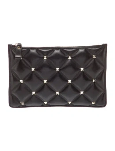 Pre-owned Valentino Garavani Rockstud Clutch In Black