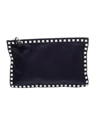Pre-owned Valentino Garavani Rockstud Clutch In Blue