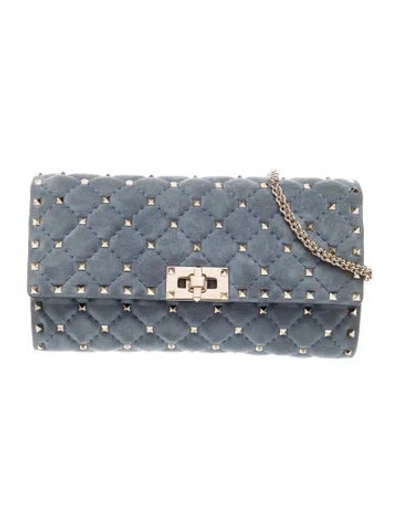 Pre-owned Valentino Garavani Rockstud Clutch In Blue