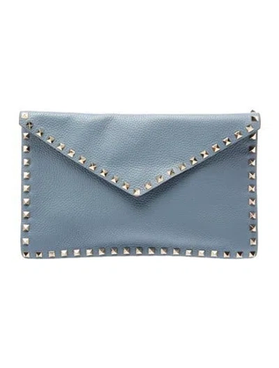 Pre-owned Valentino Garavani Rockstud Clutch In Blue