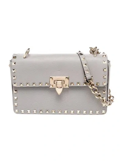 Pre-owned Valentino Garavani Rockstud Clutch In Gray