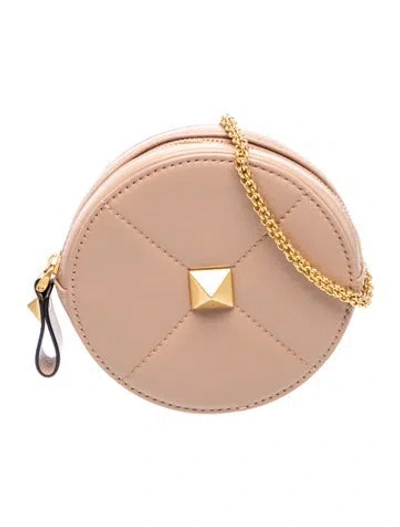 Pre-owned Valentino Garavani Rockstud Clutch In Neutral