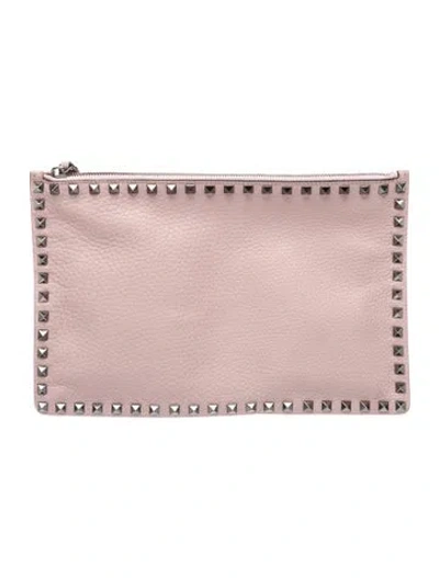 Pre-owned Valentino Garavani Rockstud Clutch In Pink