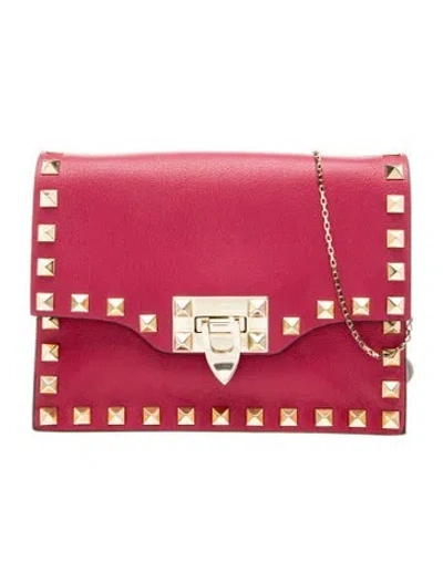 Pre-owned Valentino Garavani Rockstud Clutch In Pink