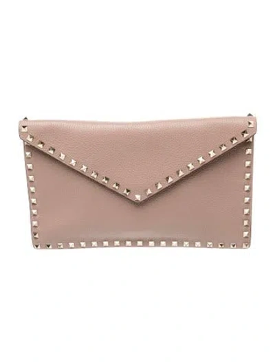 Pre-owned Valentino Garavani Rockstud Clutch In Pink