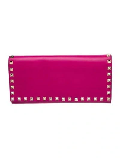 Pre-owned Valentino Garavani Rockstud Clutch In Pink
