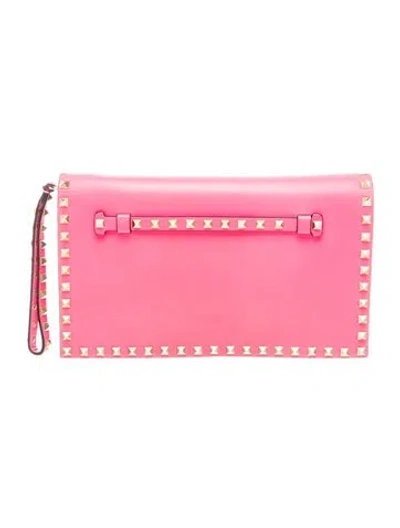 Pre-owned Valentino Garavani Rockstud Clutch In Pink