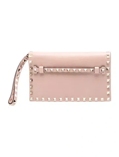 Pre-owned Valentino Garavani Rockstud Clutch In Pink