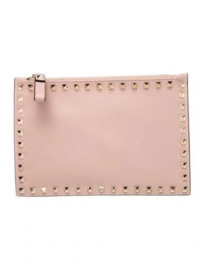 Pre-owned Valentino Garavani Rockstud Clutch In Purple