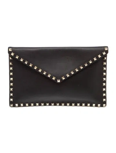 Pre-owned Valentino Garavani Rockstud Clutch W/ Tags In Black