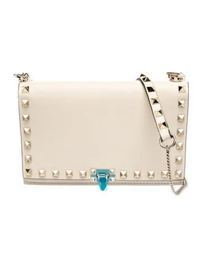 Pre-owned Valentino Garavani Rockstud Clutch W/ Tags In Neutrals