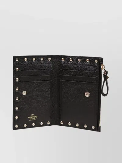 Valentino Garavani Rockstud Coin And Card Holder In Black