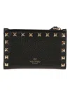Valentino Rockstud Coin And Card Purse In Black