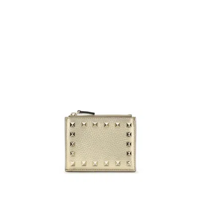 Valentino Garavani Rockstud Coin Purse In Gold