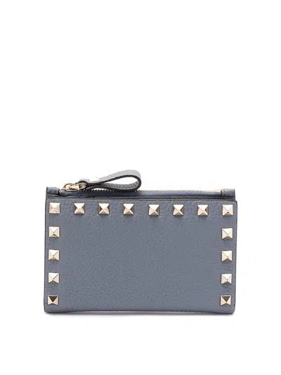 Valentino Garavani Rockstud Coin Purse In Gray