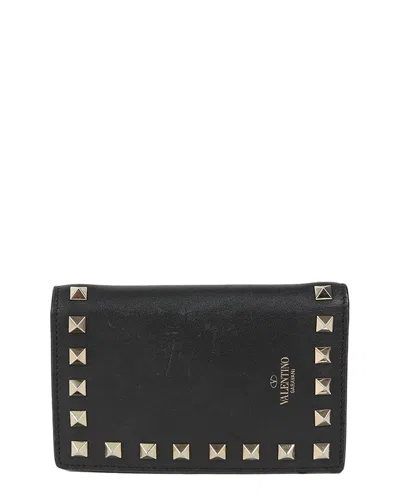Valentino Garavani Valentino Rockstud Compact Wallet (authentic Pre-loved) In Gold