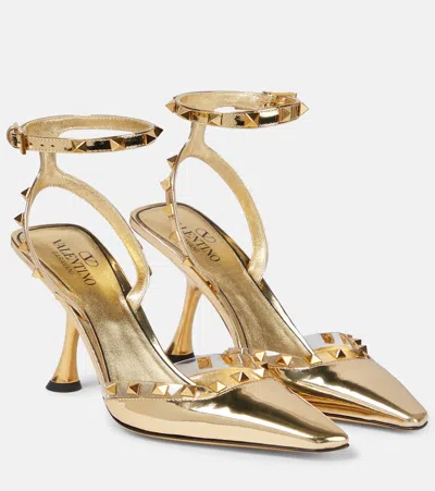 Valentino Garavani Rockstud Couture 105 Leather Pumps In Metallic