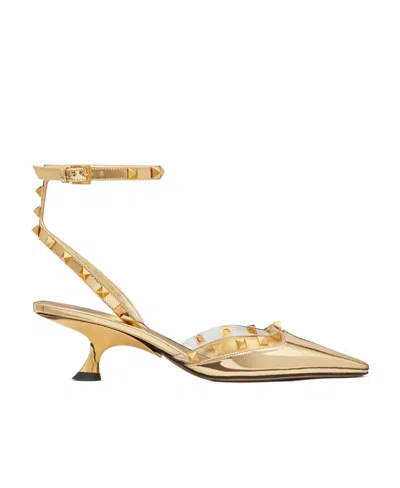 Valentino Garavani Rockstud Couture 50mm Metallic Pumps In Nude