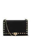 Valentino Black Leather Rockstud Crossbody Bag In Black