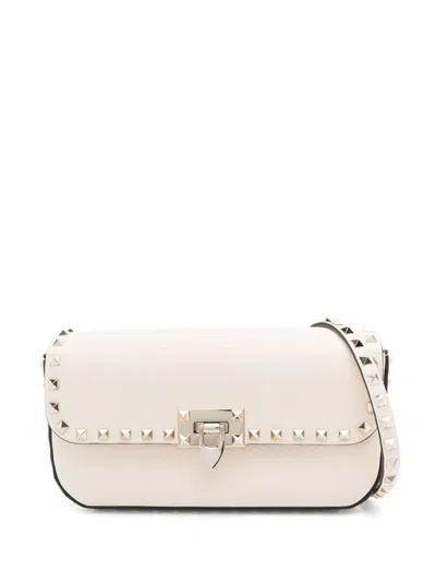 Valentino Garavani Leather Rockstud Crossbody Bag In White