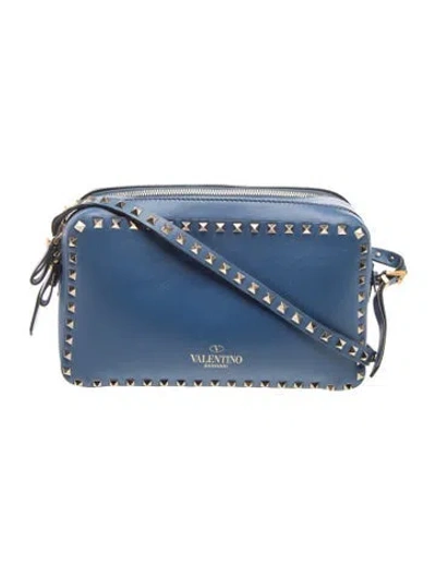 Pre-owned Valentino Garavani Rockstud Crossbody Bag In Blue