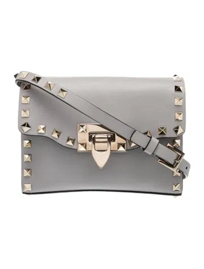 Pre-owned Valentino Garavani Rockstud Crossbody Bag In Gray