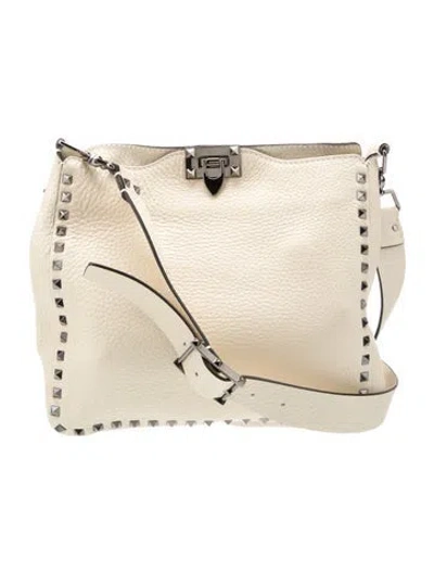 Pre-owned Valentino Garavani Rockstud Crossbody Bag In Neutral