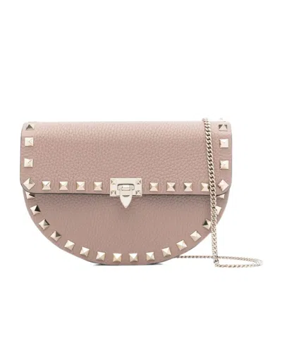 Valentino Garavani Rockstud Crossbody Bag In Nude
