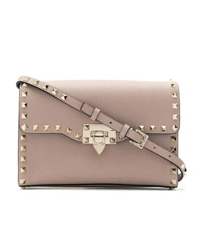 Valentino Garavani Rockstud Crossbody Bag In Nude