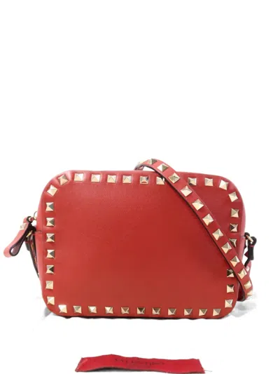 Pre-owned Valentino Garavani Rockstud Crossbody Bag In Red