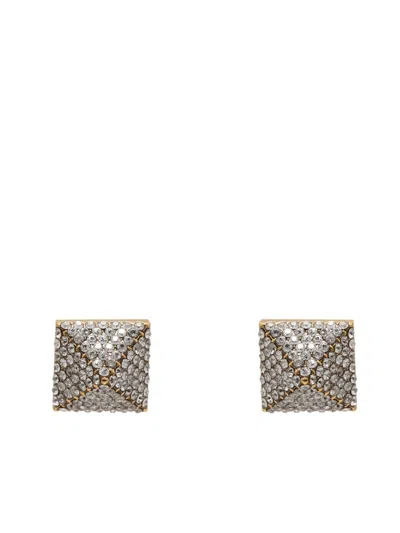 Valentino Garavani Rockstud Crystal-embellished Earrings In Gold