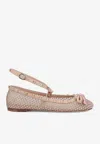 Valentino Rockstud Crystal Mesh Ballerinas In Blush