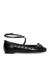 Valentino Rockstud Satin Ballet Flats In Black