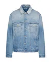 Valentino Buttoned Long-sleeved Denim Jacket In Blue