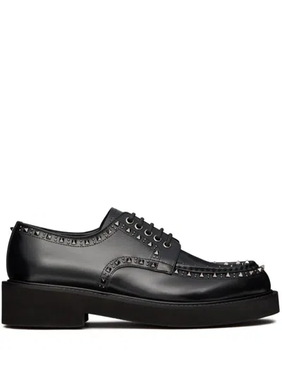 Valentino Garavani Gentleglam Rockstud Leather Derby Shoes In Black
