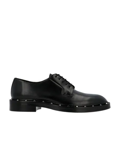 Valentino Garavani Rockstud Derby Shoes In Black