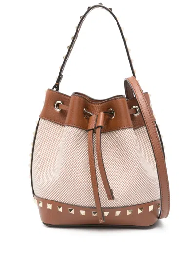 Valentino Garavani Rockstud-detail Bucket Bag In Brown