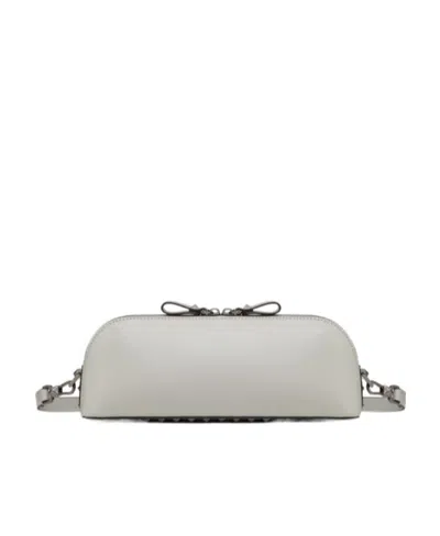 Valentino Garavani Rockstud-detail Leather Clutch Bag In Gray