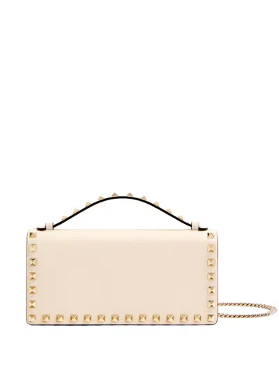 Valentino Garavani Rockstud-detailed Clutch Bag In Neutrals