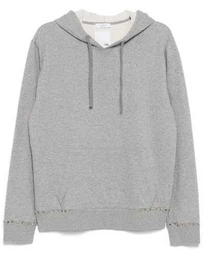 Valentino Rockstud Detailing Hoodie In Grey