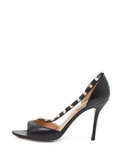Pre-owned Valentino Garavani Rockstud D'orsay Heeled Sandals In Black