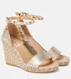 Valentino Rockstud Double 105 Leather Espadrille Wedges In Brown