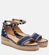 Valentino Rockstud Double Denim Espadrille Sandals In Blue