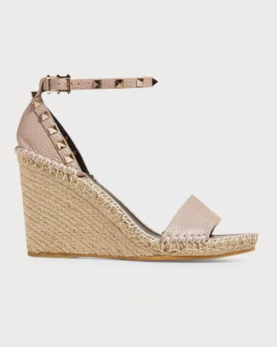 Valentino Garavani Rockstud Double Espadrille Wedge Sandals In Multi