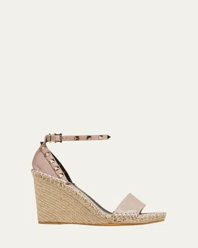 VALENTINO GARAVANI ROCKSTUD DOUBLE ESPADRILLE WEDGE SANDALS