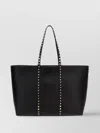 Valentino Rockstud Leather Tote Bag In Black
