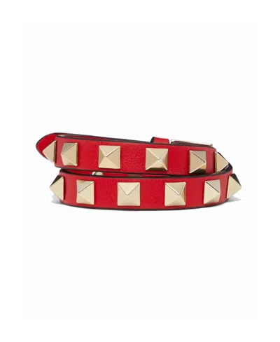 Valentino Garavani Rockstud Double-strap Bracelet In Red